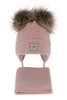Czapka i szalik dla dziewczynki zimowy komplet, różowy, z dwoma pomponami Jazz