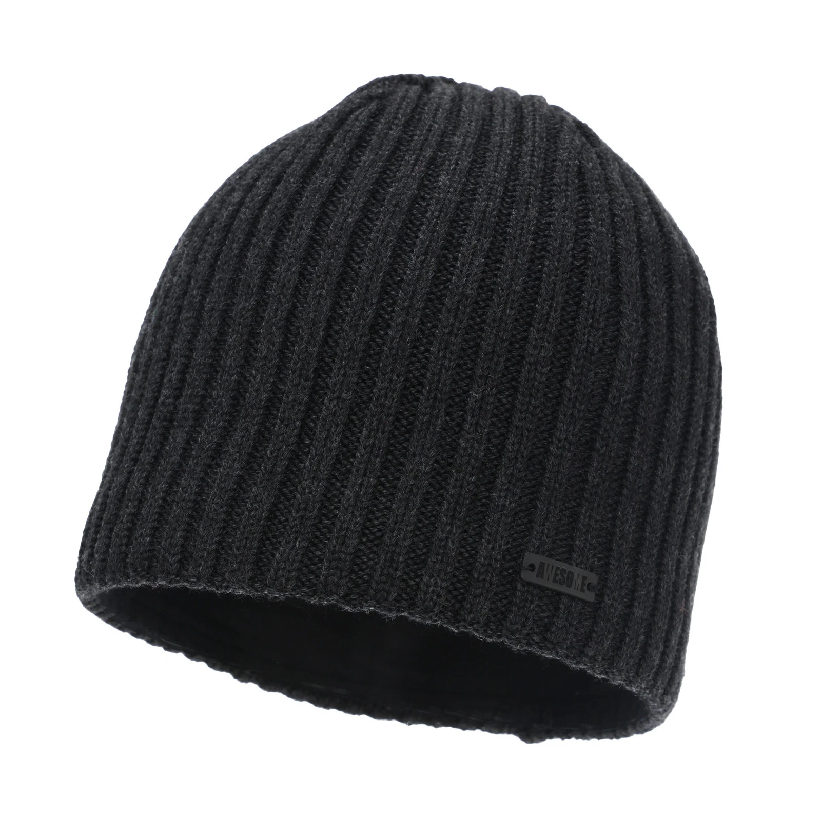 Czapka zimowa męska, ciemnoszara, z wełną merino Adagio