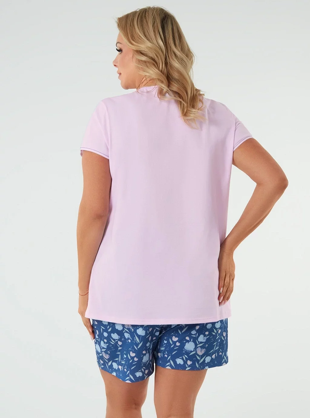 Tulip piżama damska krótki rękaw, krótkie spodnie różowy/druk