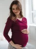 Bluzka ciążowa i do karmienia Milk Shirt jagodowa z dekoltem w serek