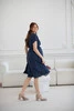 Sukienka ciążowa i do karmienia Lovely Dress Midi krótki rękaw granatowa w groszki