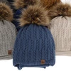 Czapka i komin dla chłopca zimowy komplet, khaki, z pomponem Indigo