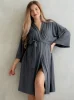 Szlafrok kimono ciążowe MOCHA stalowe