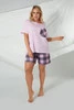 Kayo piżama damska krótki rękaw. krótkie spodnie różowy/druk