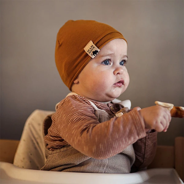 Czapka bawełniana dla chłopca jesienna, wiosenna, miodowa, Rafi