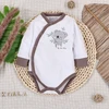 Białe body kopertowe SWEET KOALA z bawełny organicznej