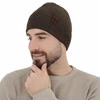 Czapka zimowa męska, jasnobrązowa, z wełną merino Hogan