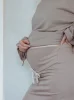 Spódnica ciążowa z rozcięciami kawowa