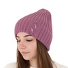 Czapka zimowa damska, różowa, 100% wełniana merino Ariga