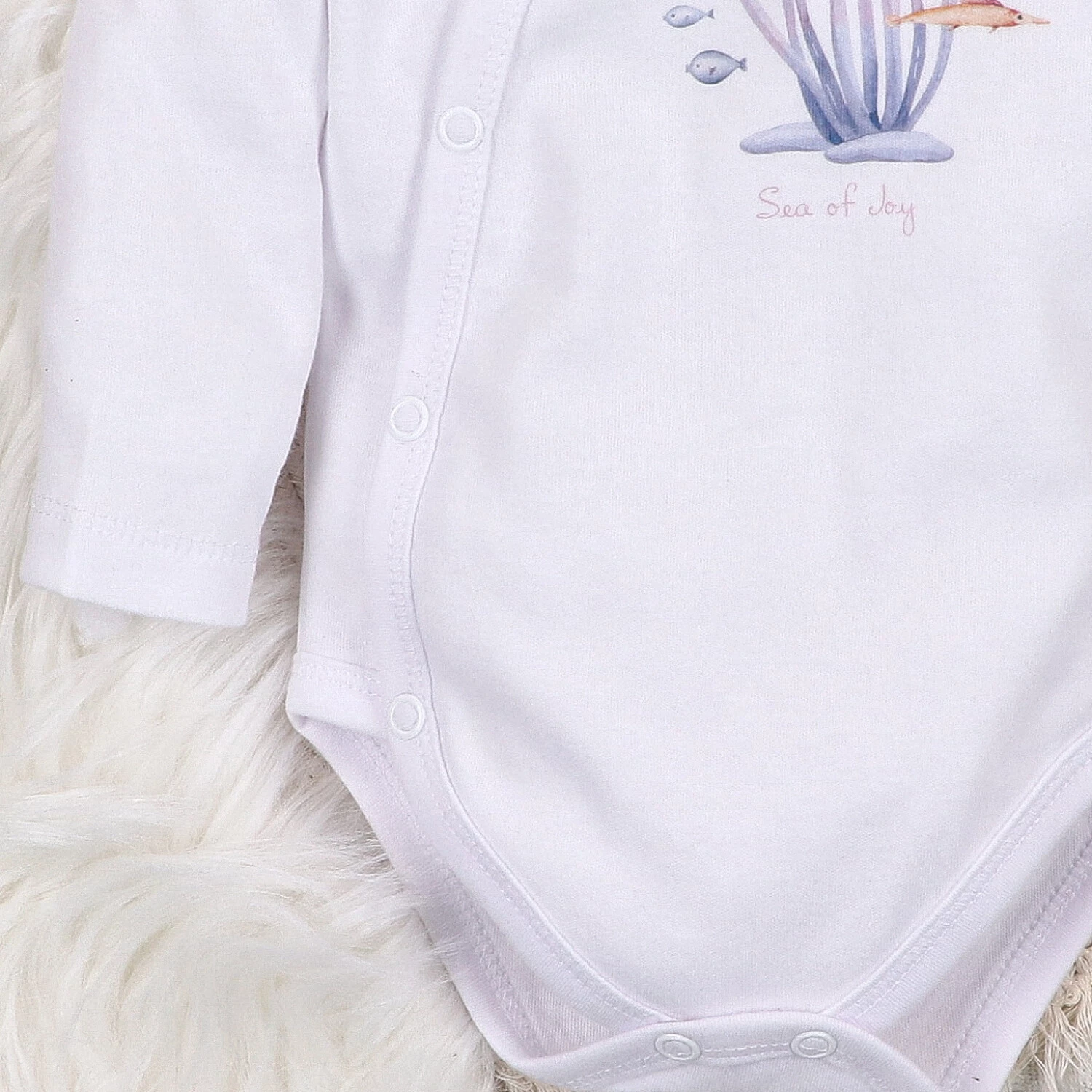 Body Kopertowe Z Długim Rękawem Underwater World Z Bawełny Organicznej Konik Morski Biały