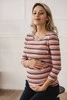 Bluzka ciążowa i do karmienia Milk Shirt rękaw 7/8 w prążek z granatowym