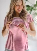 Bluzka ciążowa i do karmienia Milk Shirt krótki rękaw w biało-czerwone paski