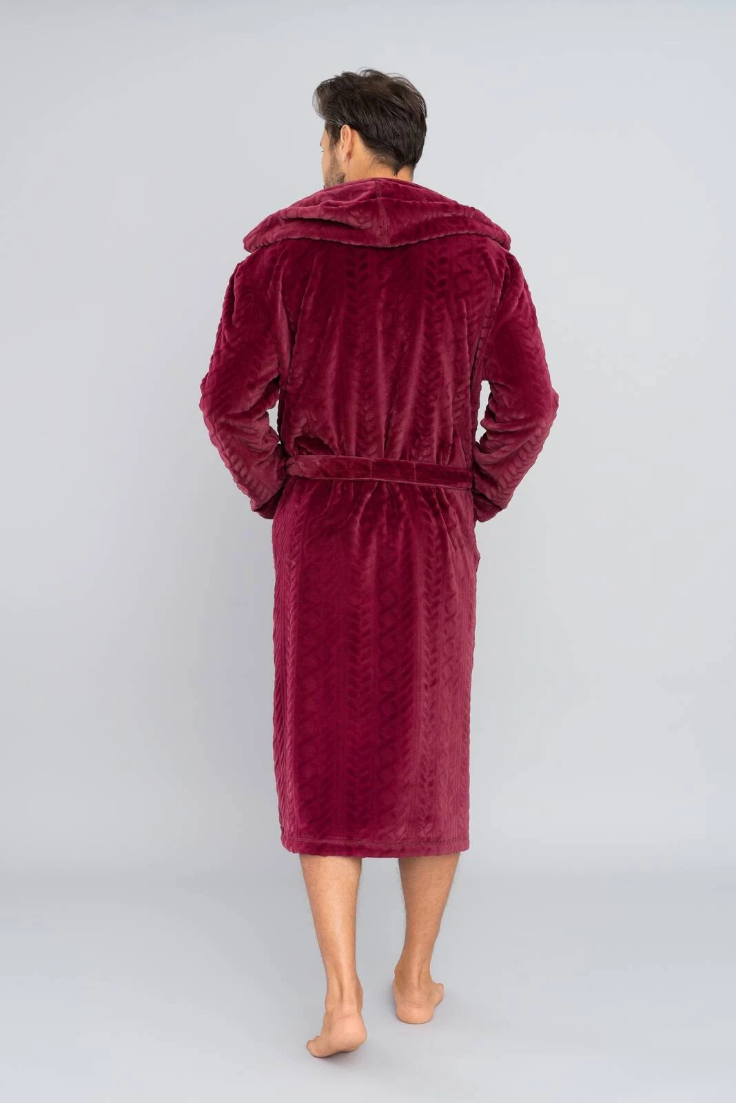 Zygmunt szlafrok męski długi rękaw bordowy