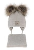 Czapka i szalik dla dziewczynki zimowy komplet, szary, z dwoma pomponami Jazz