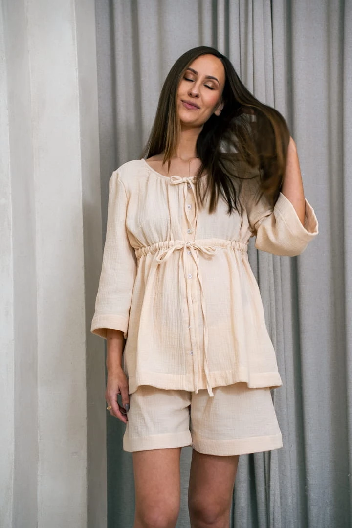 Szorty Muślinowe Premium beżowe CAFÉ LATO