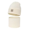 Czapka i komin dla dziewczynki, jesienny, wiosenny komplet, kremowy, 100% wełniany merino, Vanita