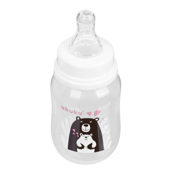 Akuku Butelka 125ML Miś Biało-Czarny