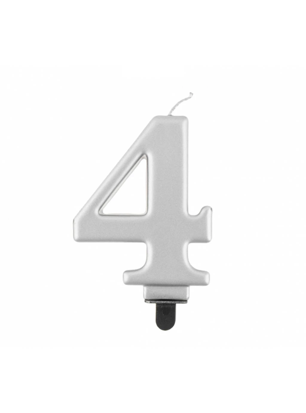 Świeczka B&C cyferka "4" - Srebrny metalik