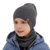 Czapka i komin dla chłopca jesienny, wiosenny komplet, khaki, 100% wełniany merino Richi