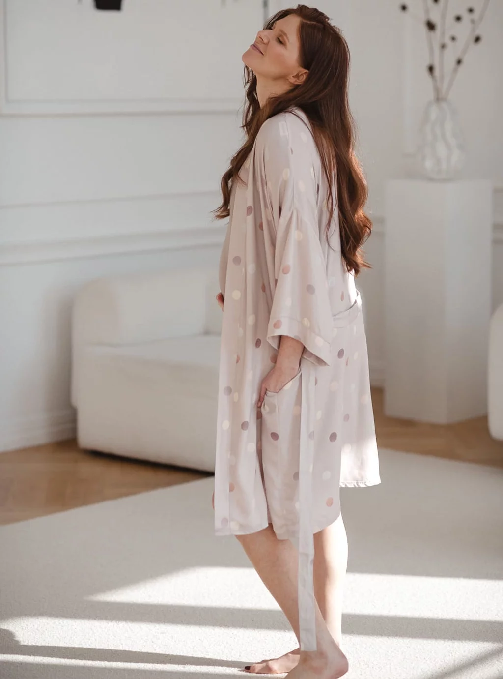Szlafrok ciążowy bambusowy Polka Dots