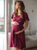 Sukienka ciążowa i do karmienia Lovely Dress Midi jagodowa krótki rękaw
