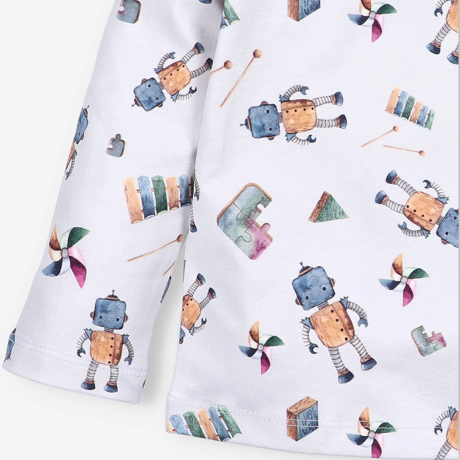 Bluzka Chłopięca Z Długim Rękawem Roboty Biała