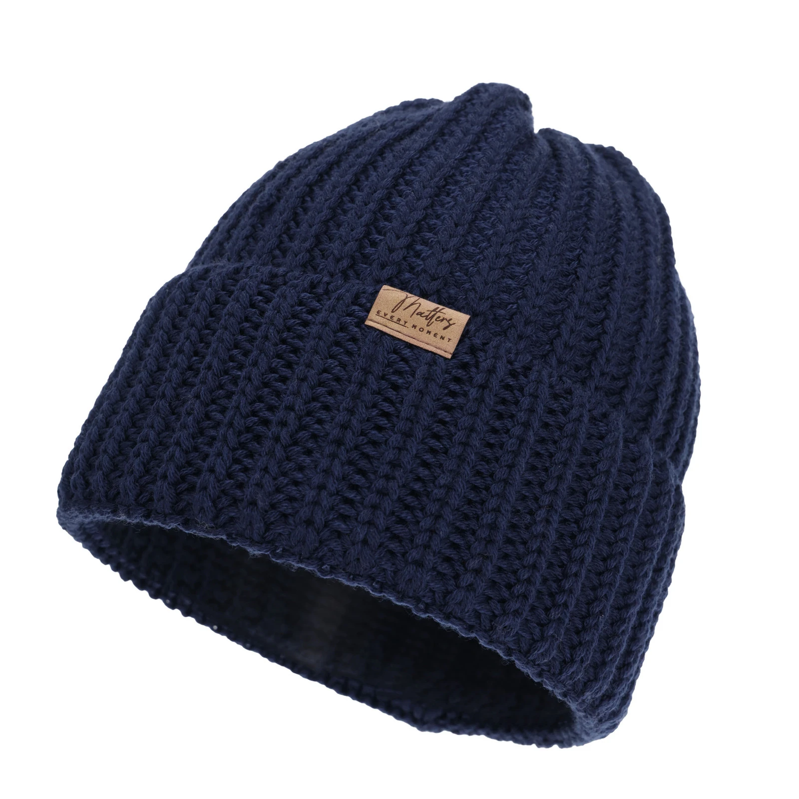 Czapka zimowa damska, granatowa, 100% wełniana merino Lano