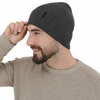 Czapka zimowa męska, szara, 100% wełniana merino, Thorin