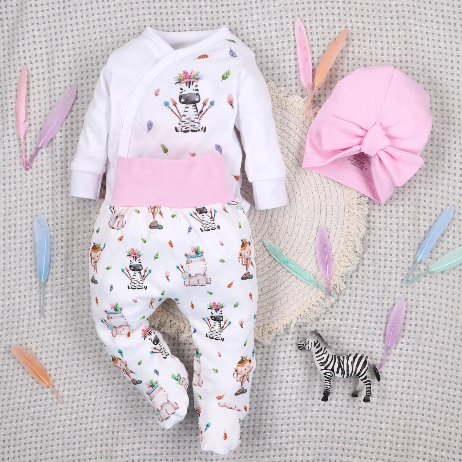 Półśpiochy niemowlęce HAPPY ANIMALS z bawełny organicznej