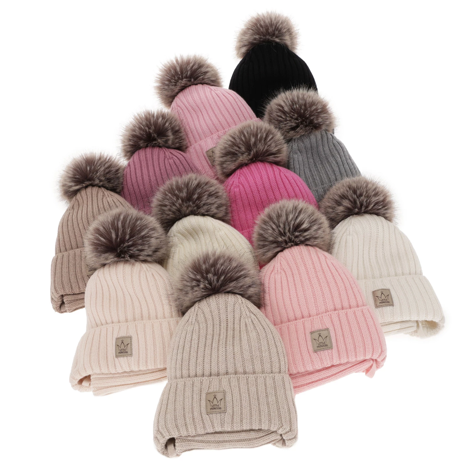 Czapka i komin dla dziewczynki zimowy komplet, różowy, 100% wełniany merino, podszyty wełnianym polarem Martina