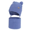 Czapka i komin dla chłopca zimowy komplet, niebieski, 100% wełniany merino,  podszyty bawełną, Flurix