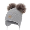 Czapka zimowa dla chłopca, szara, 100% wełniana merino, podszyta wełnianym polarem, Tambor