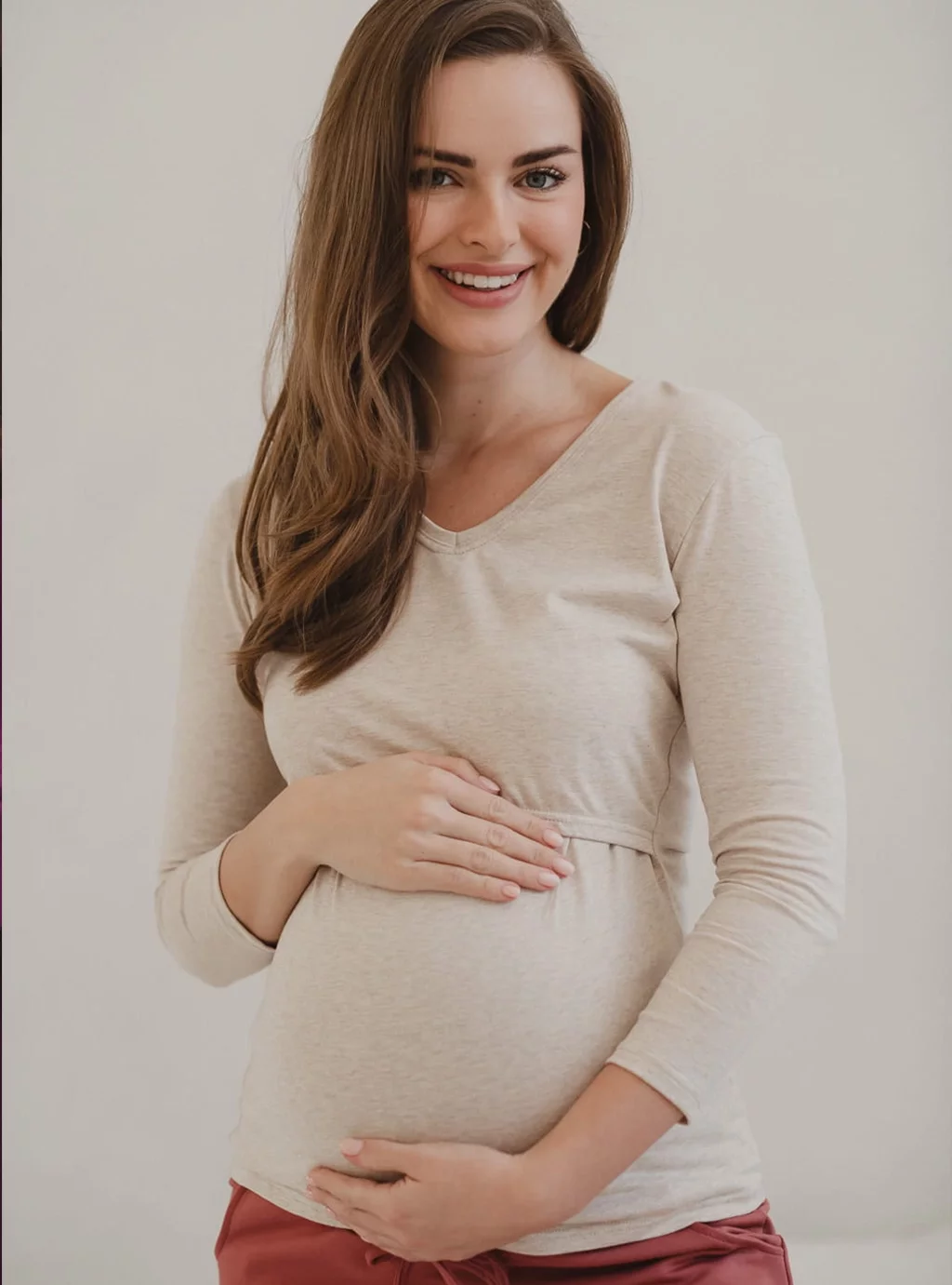 Bluzka ciążowa i do karmienia Milk Shirt latte melange rękaw 7/8