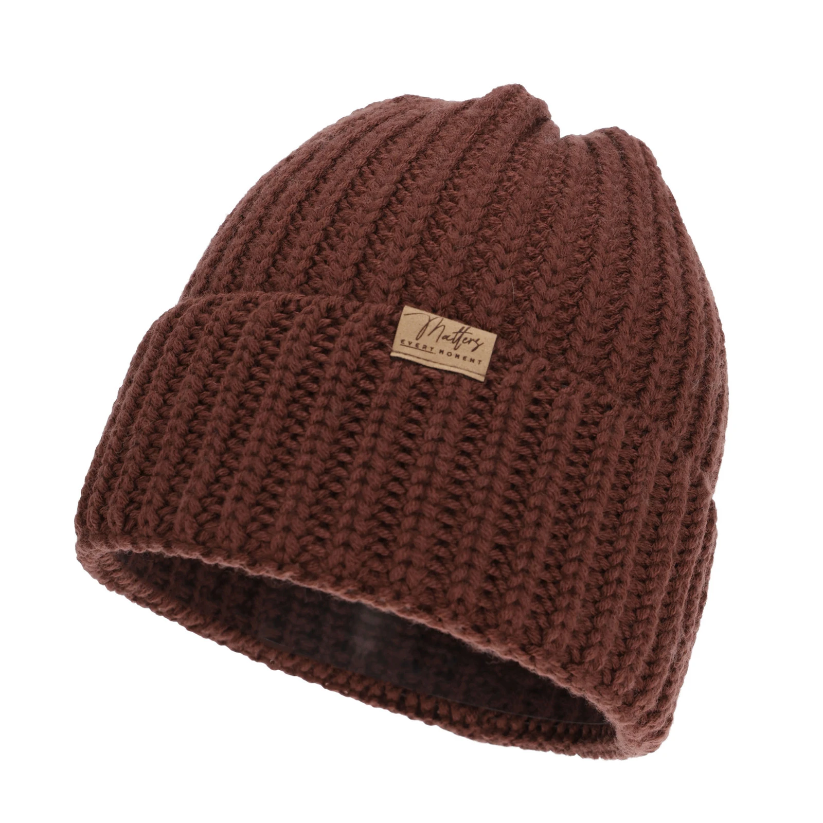 Czapka zimowa damska, brązowa, 100% wełniana merino Lano