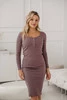 Sukienka ciążowa i do karmienia z dzianiny w prążek Tummy rose brown