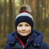 Czapka i komin dla chłopca zimowy komplet, szary, z pomponem Karmel