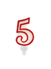 Świeczka cyferka "5" - Red contour