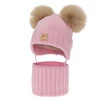 Czapka i komin dla dziewczynki, zimowy komplet, różowy, 100% wełniany merino, podszyty polarem wełnianym, Ronia