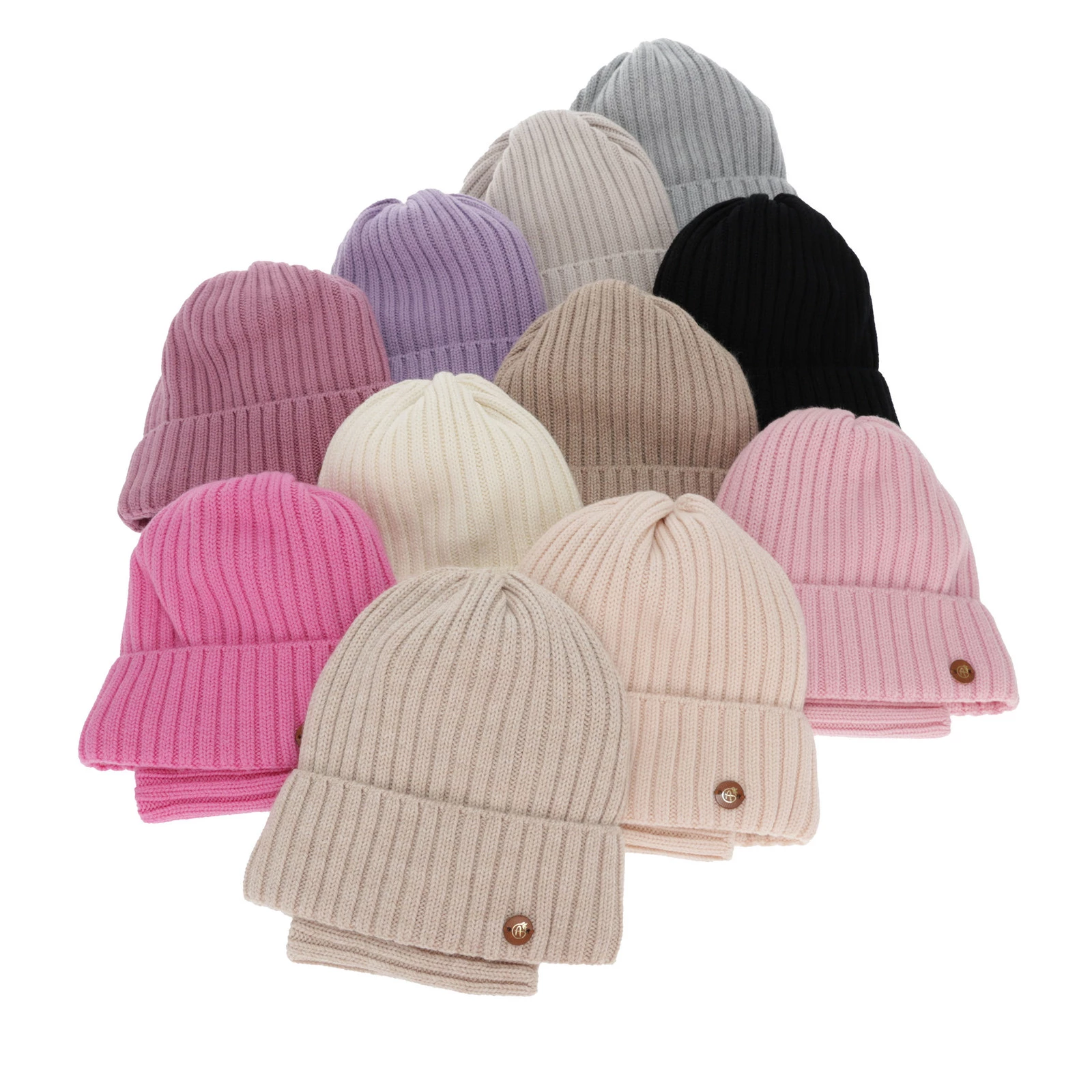 Czapka i komin dla dziewczynki zimowy komplet, fioletowy, 100% wełniany merino, podszyty bawełną Vanira