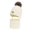 Czapka i komin dla chłopca zimowy komplet, kremowy, 100% wełniany merino,  podszyty bawełną, Snorin