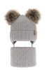 Czapka i komin dla chłopca zimowy komplet, szary, wiązany, 100% wełniany merino Konor