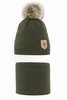 Czapka i komin dla chłopca zimowy komplet, khaki Apolin