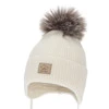 Czapka zimowa dla chłopca, wiązana, 100% wełniana merino, kremowa Jergen