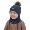 Czapka i komin dla chłopca zimowy komplet, ciemnoniebieski, 100% wełniany merino,  podszyty bawełną, Snorin