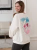 Bluza ciążowa i do karmienia oversize Milk It Easy! śmietankowa z printem