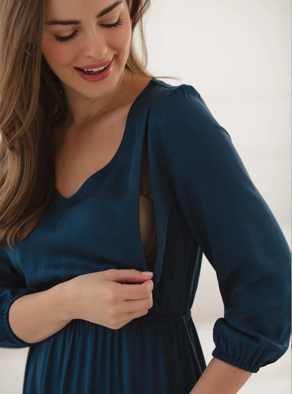 Sukienka ciążowa i do karmienia Lovely Dress Midi rękaw 3/4 granatowa