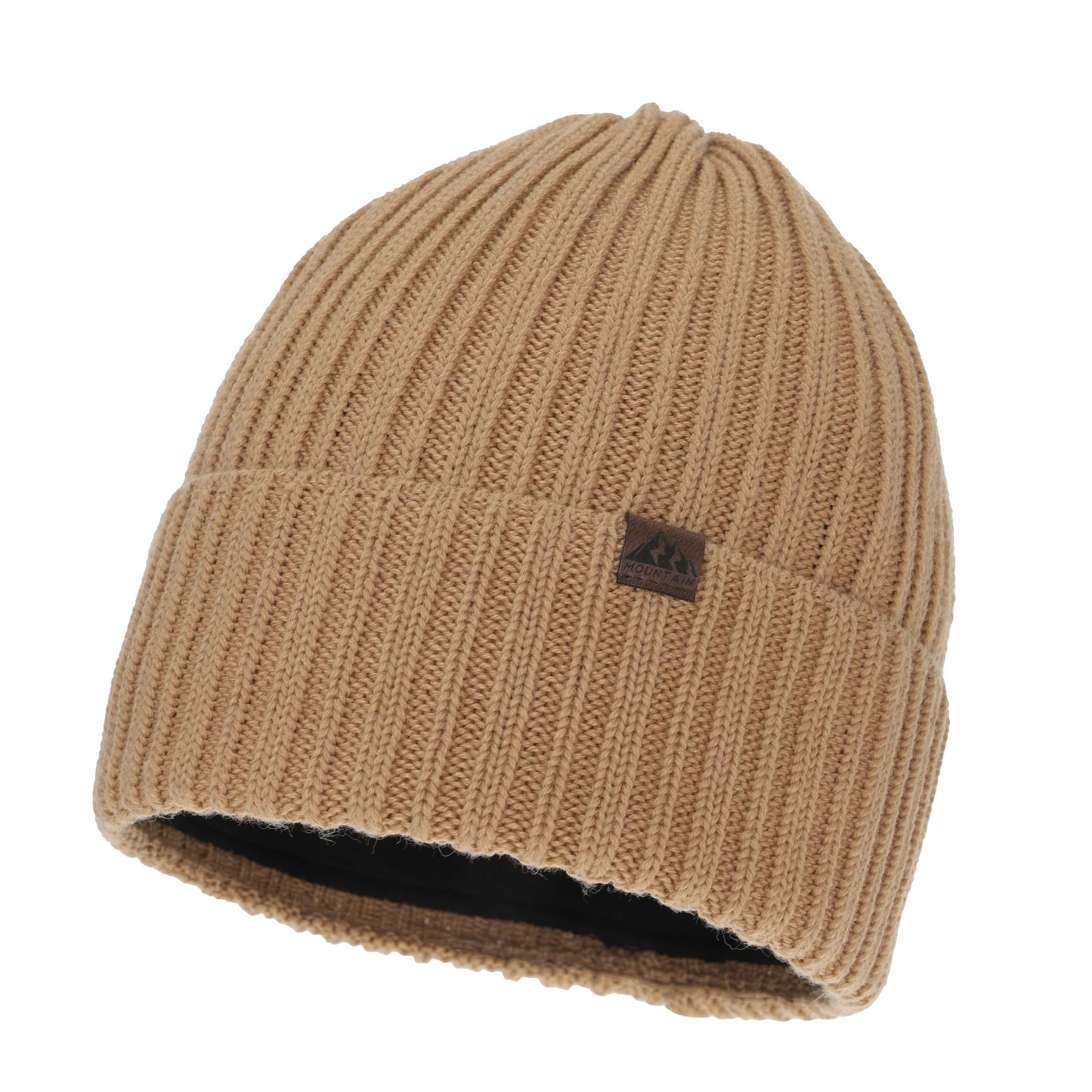 Czapka zimowa męska, camel, z wełną merino Huno