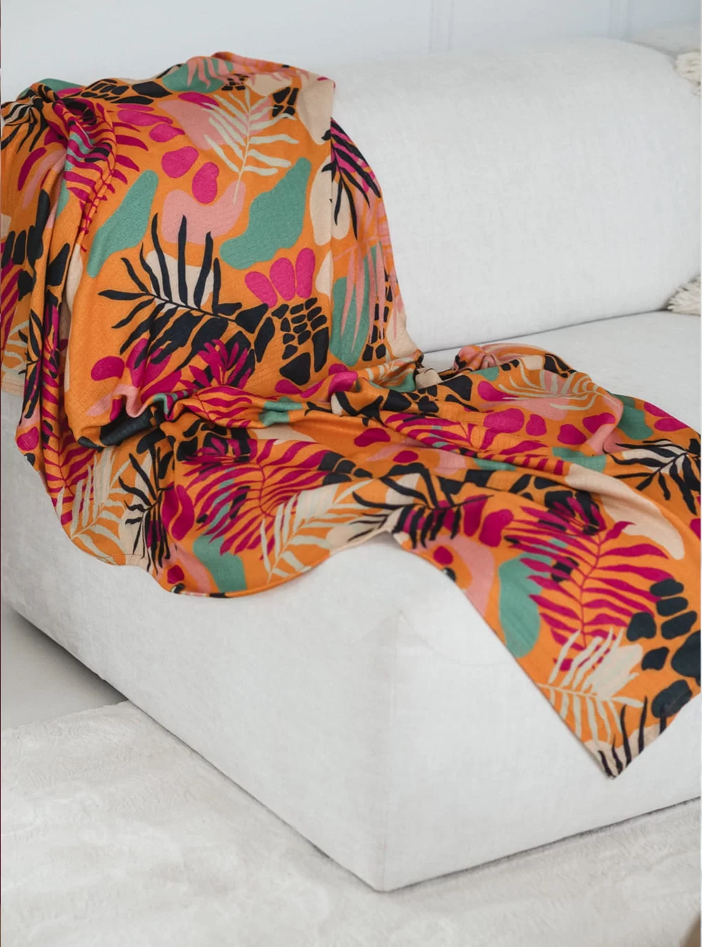 Bambusowy kocyk/otulacz z muślinu XXL Tropical Orange 140x100 cm