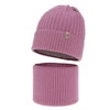 Czapka i komin dla dziewczynki, zimowy komplet, fioletowy, 100% wełniany merino, Patricia