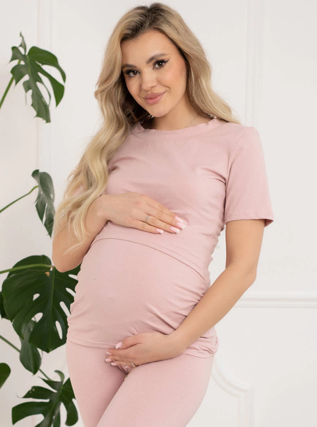 Bluzka ciążowa i do karmienia Emma – Pudrowy Róż